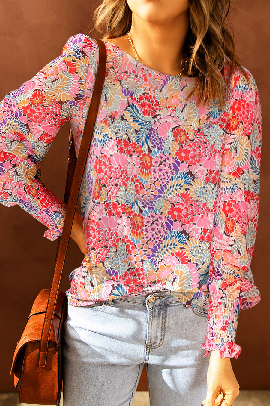 Blusa de manga larga con estampado floral
