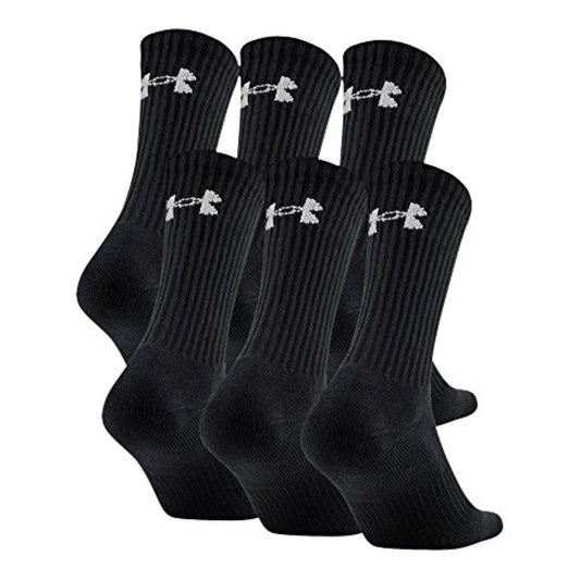 Under Armour Adult Charged Cotton Crew Socks  Multipairs  Black/Gray (