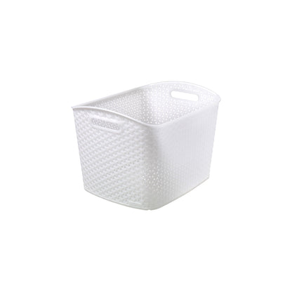 Y-Weave XL Curved Decorative Storage Basket White - Brightroom: Plastic Bin, Nesting, Cut-Out Handles, 11" Cube Compatible