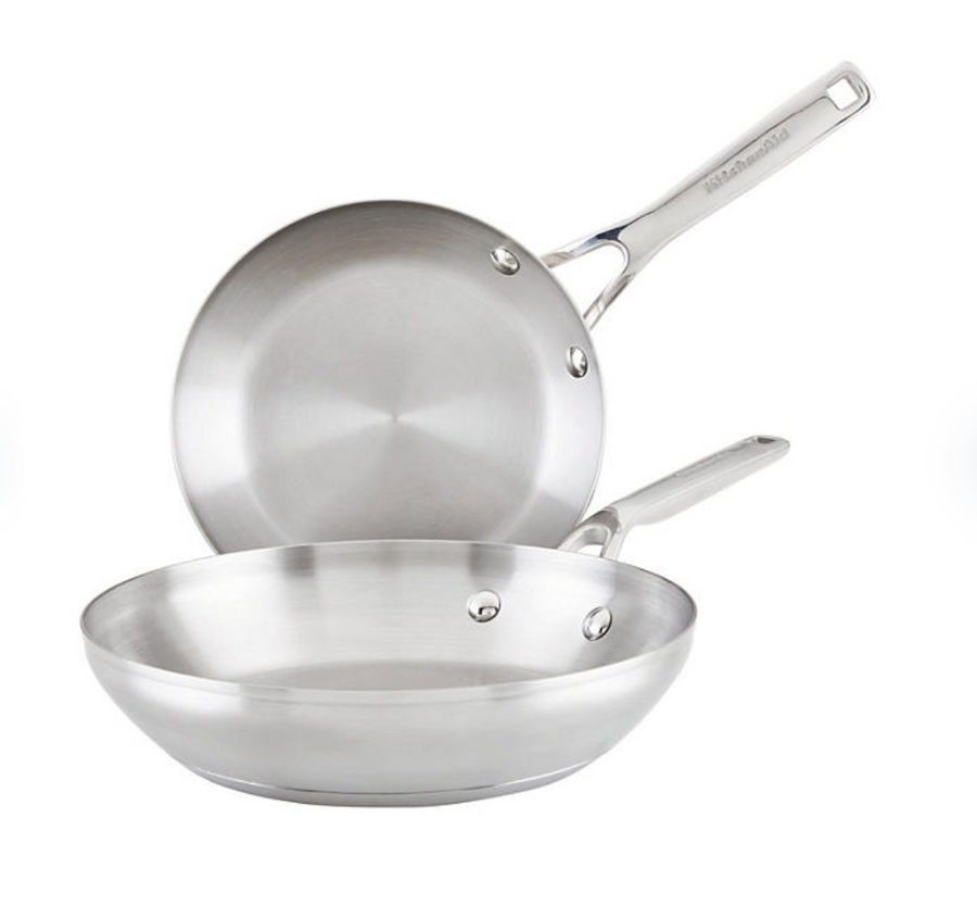KitchenAid 3 Ply Base Stainless Steel Cookware Induction 2-Piece Fry Pans Set, Brushed Stainless Steel $39.98